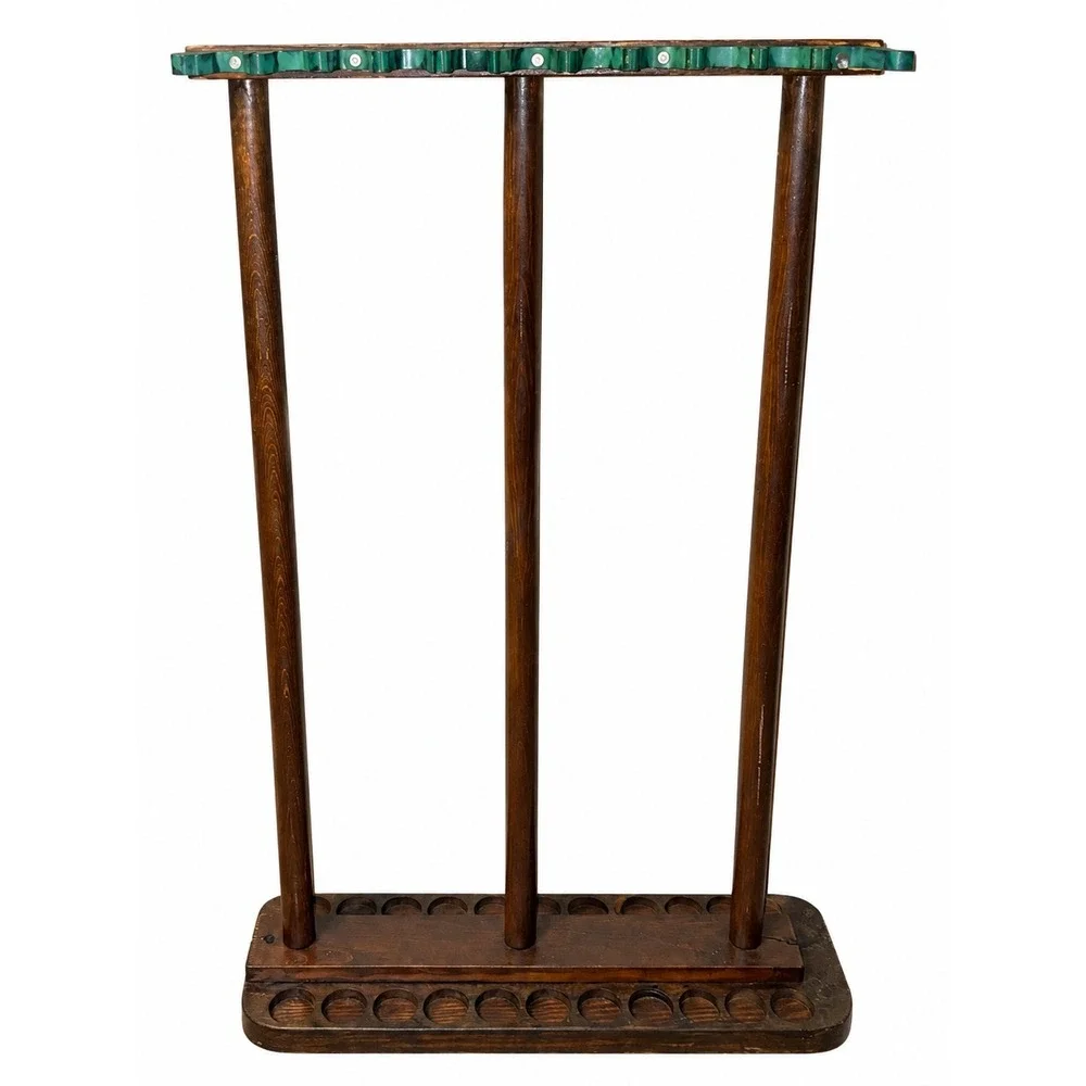 Vintage Wood Fishing Rod Rack Stand 3-Post Floor Display Holder 34